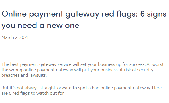Online Payment Gateway Red Flags